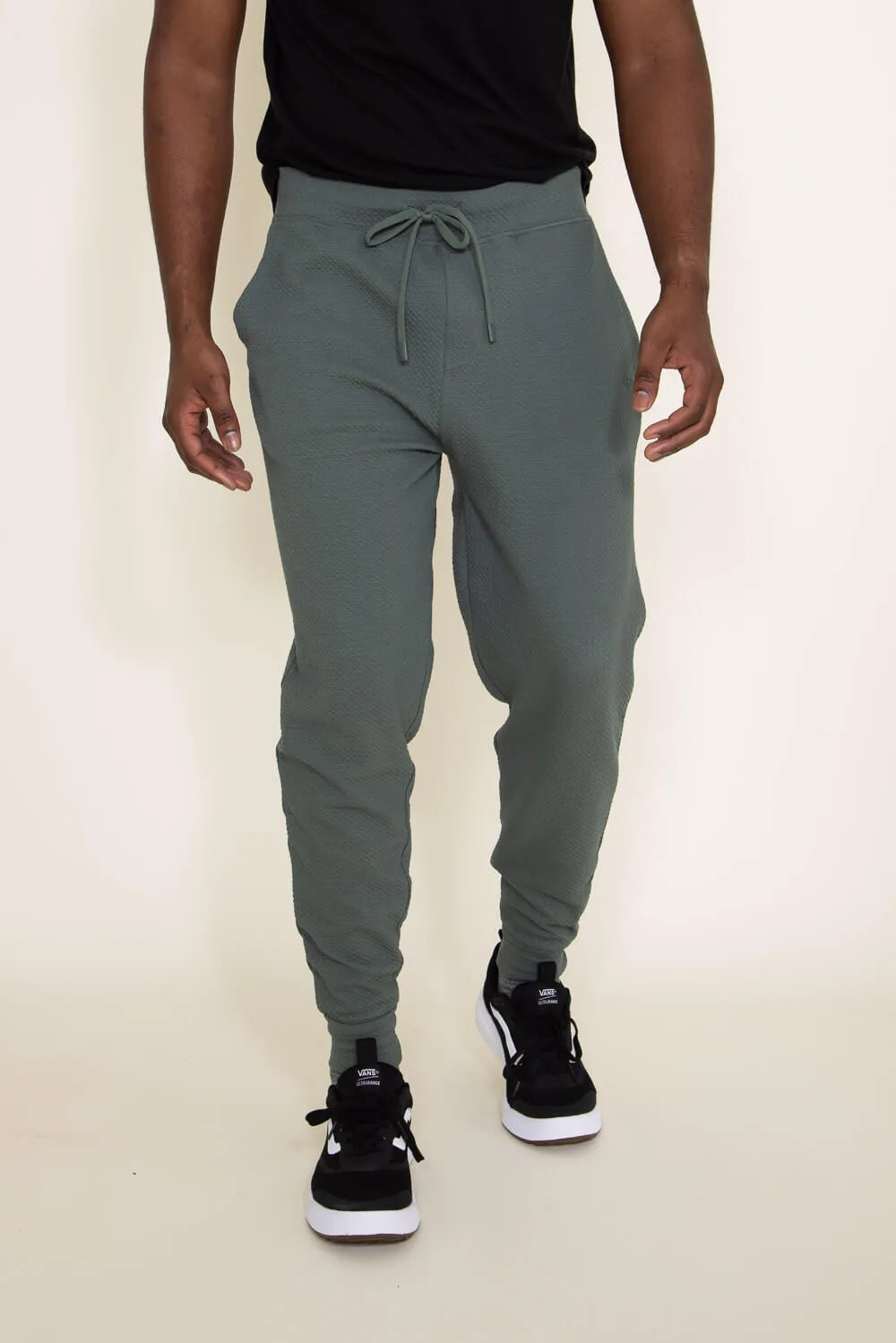 1897 Active Diamond Stretch Joggers for Men in Olive Green | MP922-OLIVEGREEN