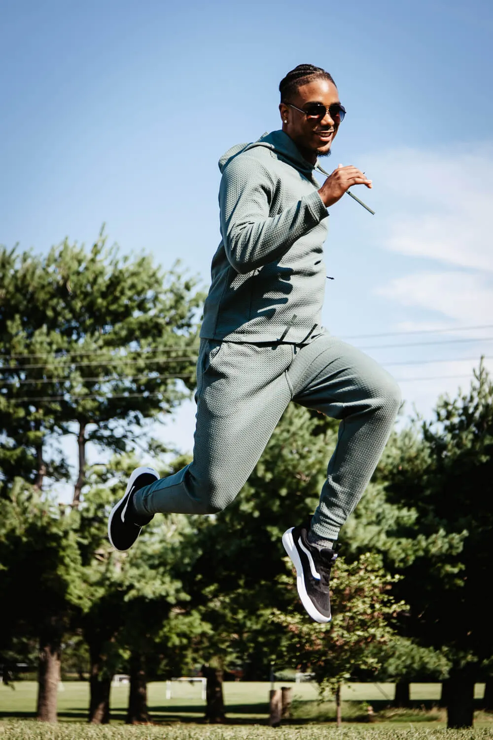 1897 Active Diamond Stretch Joggers for Men in Olive Green | MP922-OLIVEGREEN