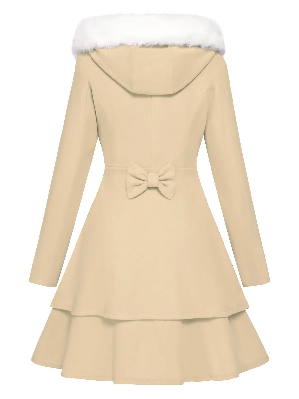 1940s Solid Removable Fur Collar Dress Coat
