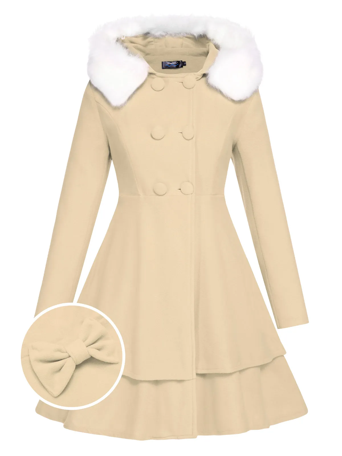 1940s Solid Removable Fur Collar Dress Coat