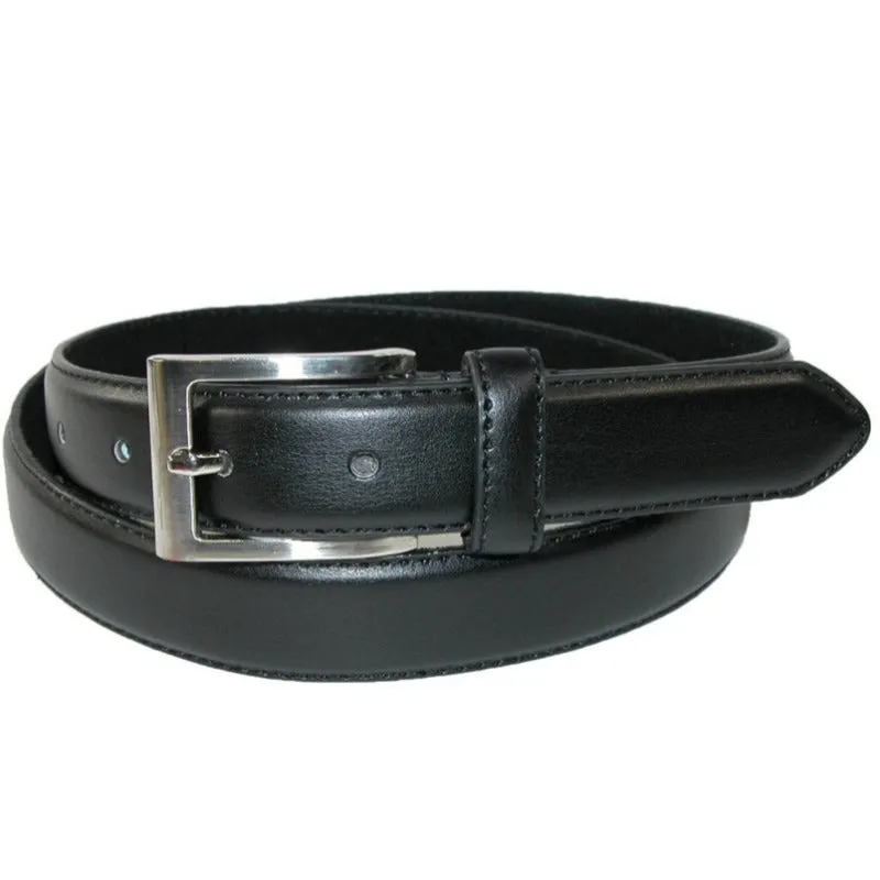 2 Pack Men's Leather Basic Dress Belts with Silver Buckle