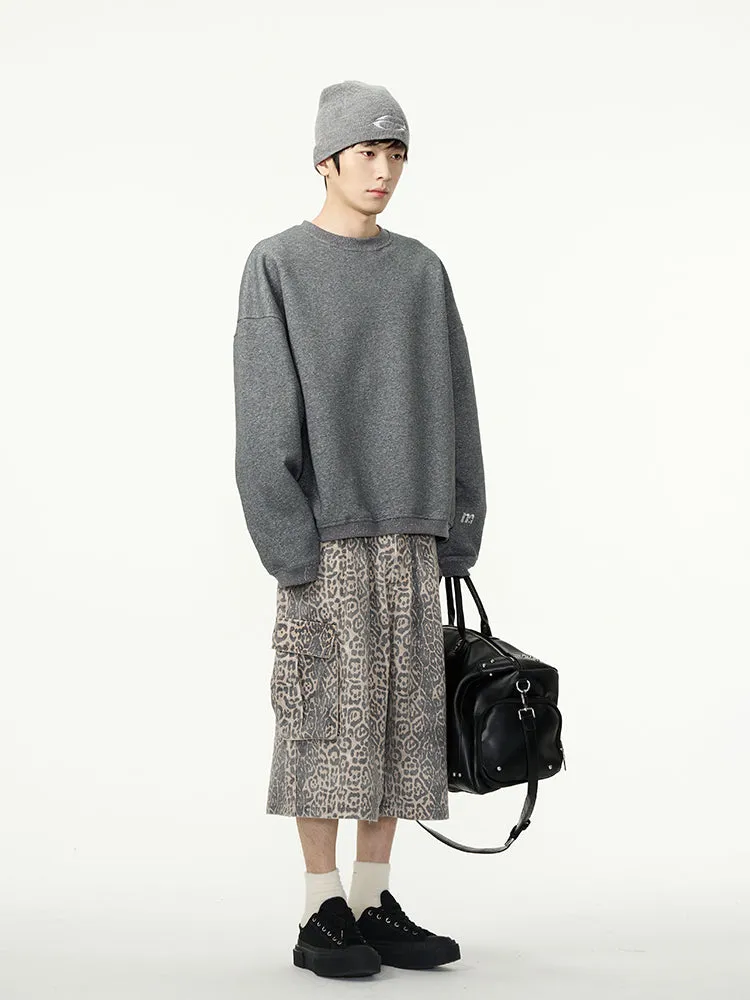 【24s April.】American Wide-leg Leopard Print Denim Shorts