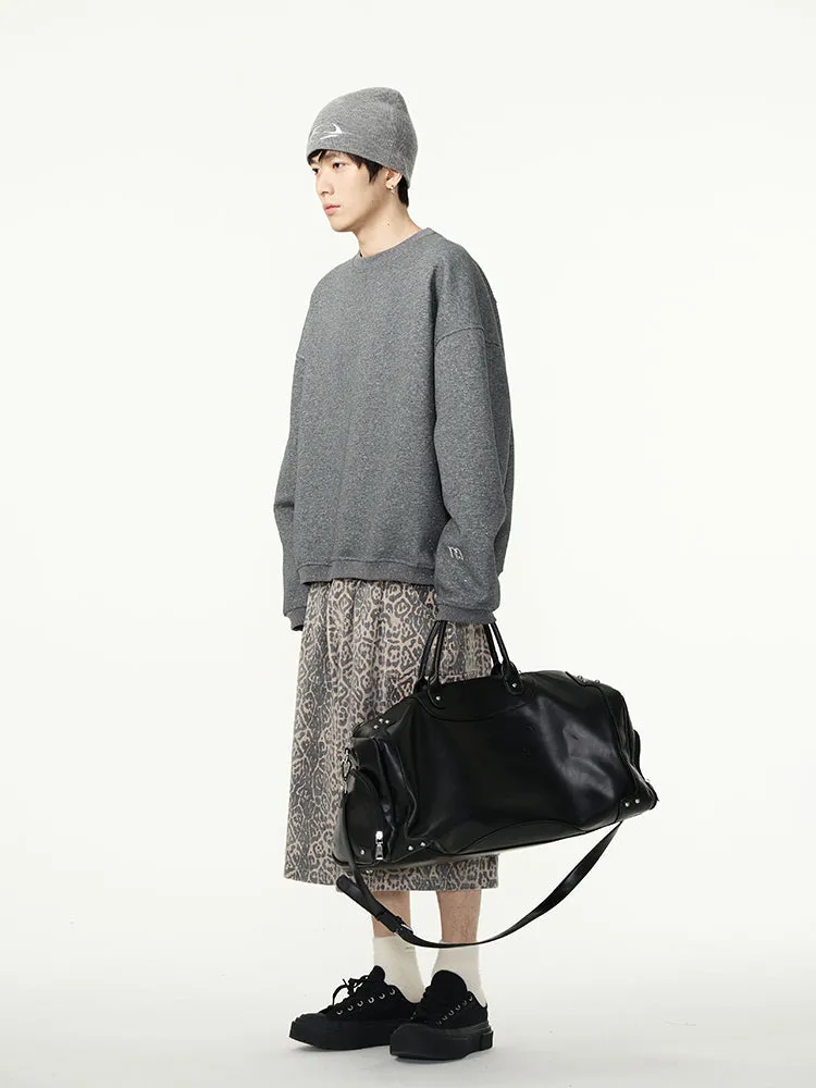 【24s April.】American Wide-leg Leopard Print Denim Shorts