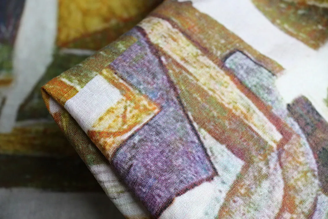 A Cubist Dream Washed Printed Linen