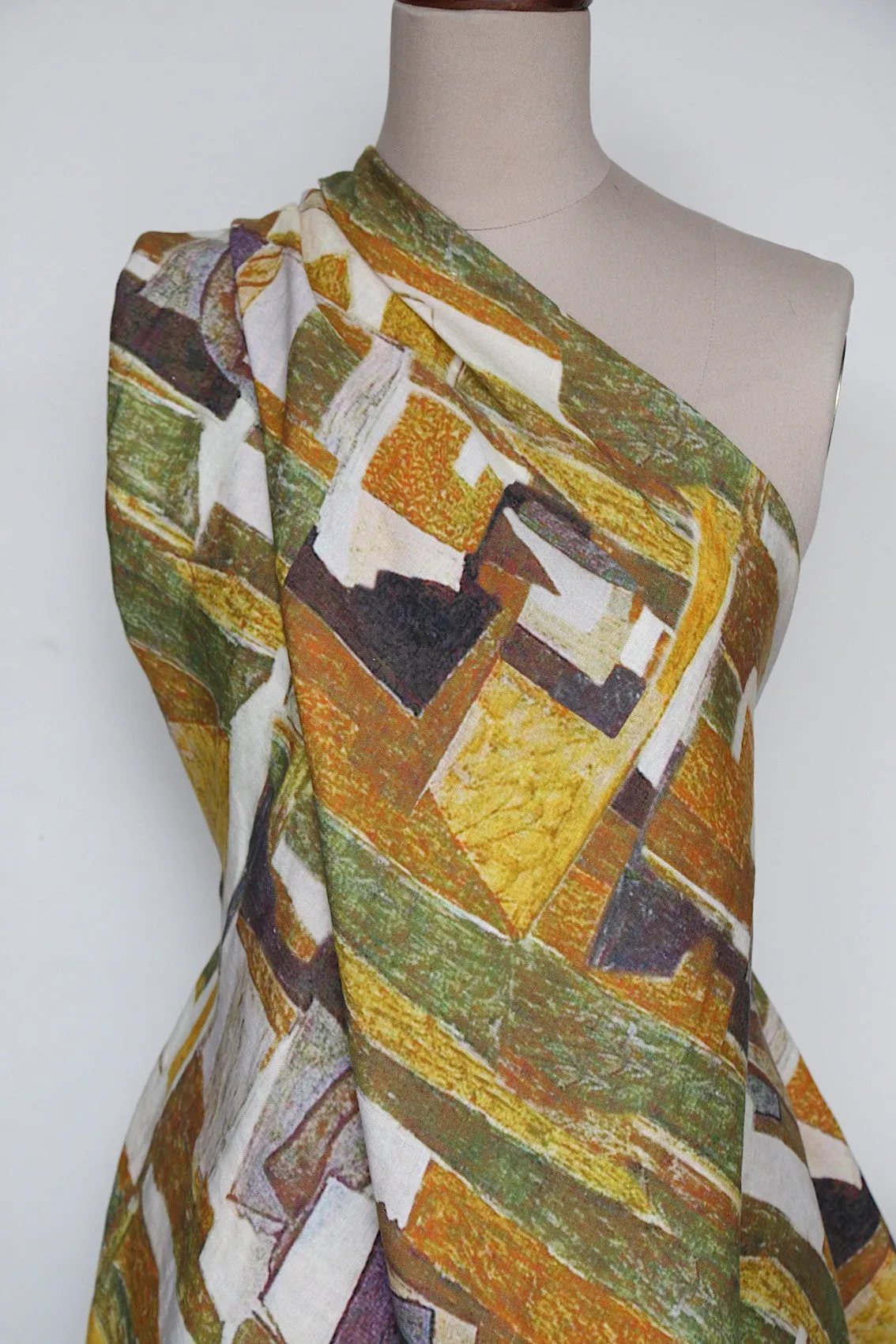 A Cubist Dream Washed Printed Linen