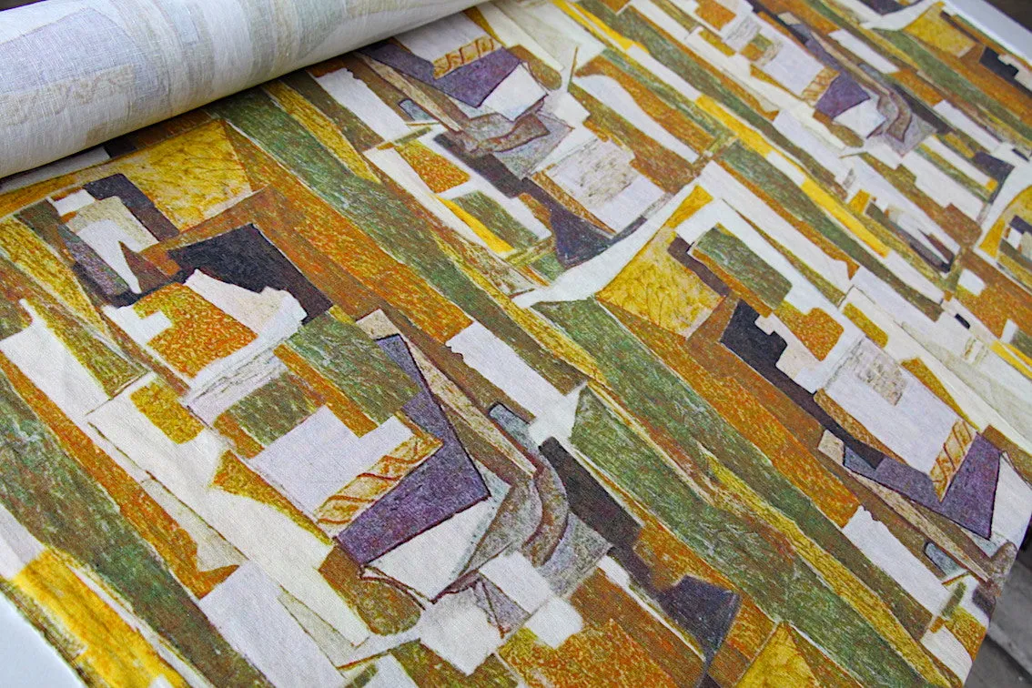 A Cubist Dream Washed Printed Linen