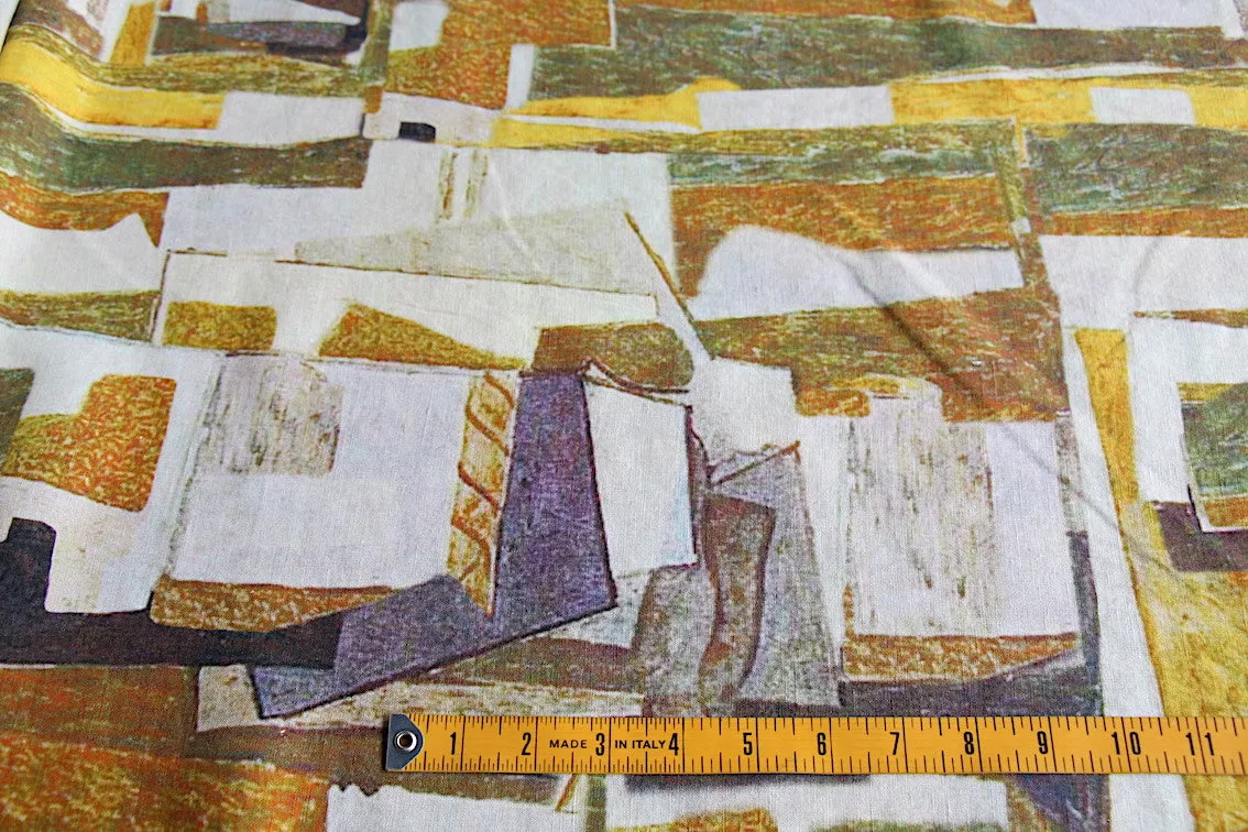 A Cubist Dream Washed Printed Linen