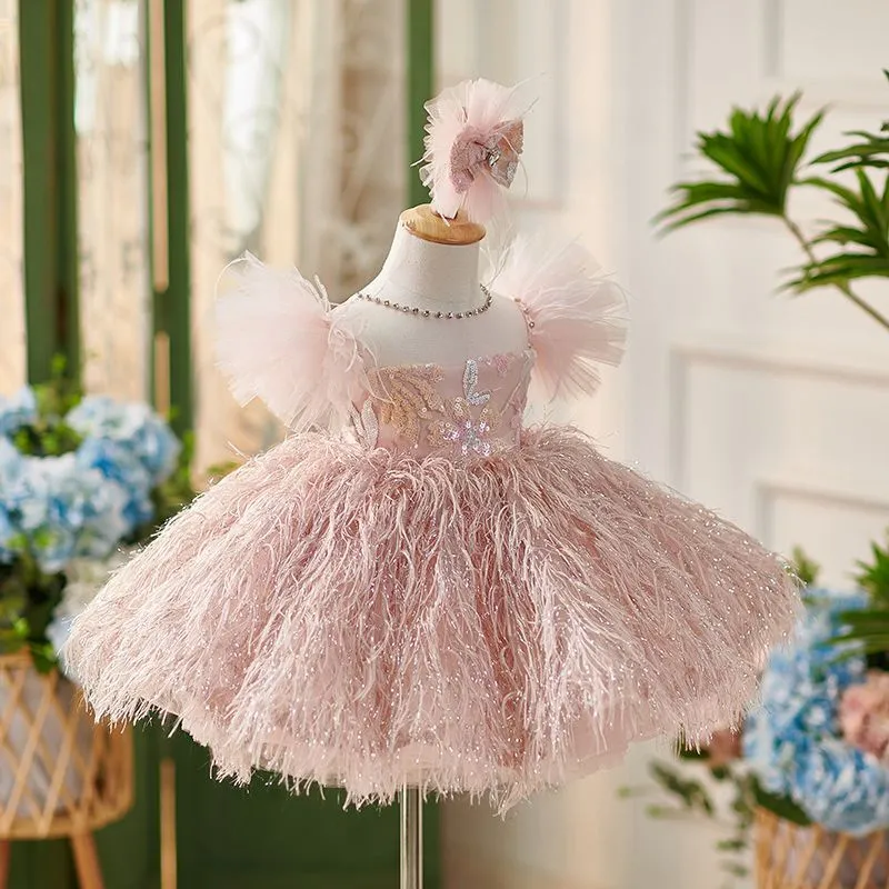 A006 FOR HANDMAKE DESIGN 1-9 Years Girl Handmade Custom High-End Sequined Children's Wedding Dress Girl Birthday Party Dress