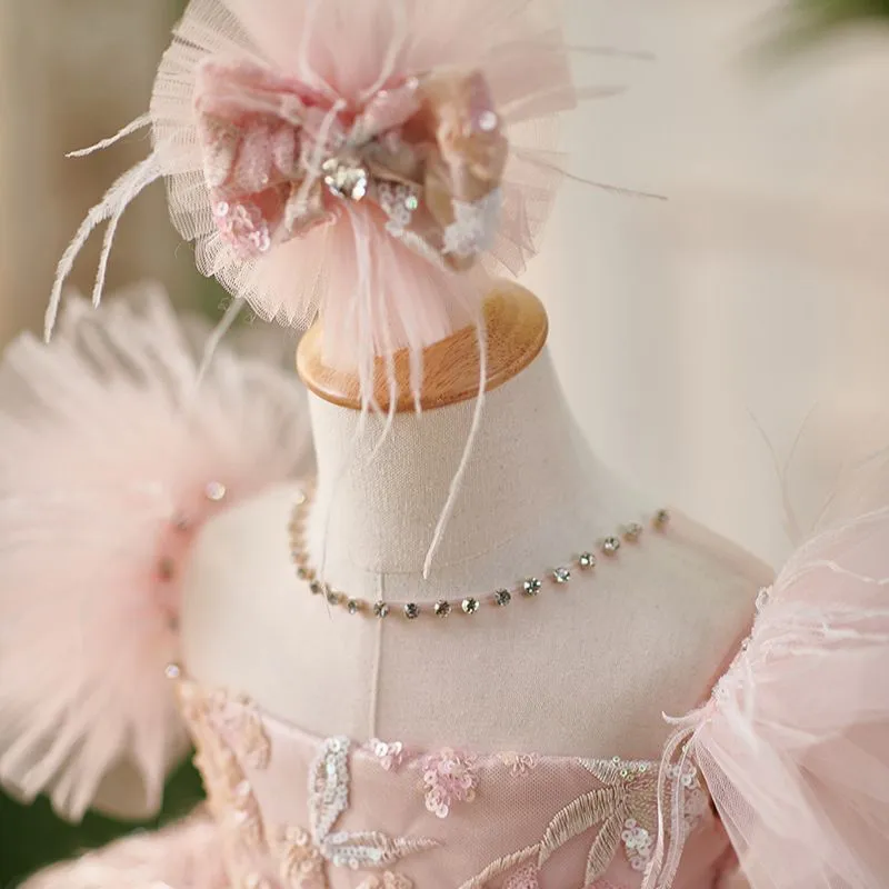 A006 FOR HANDMAKE DESIGN 1-9 Years Girl Handmade Custom High-End Sequined Children's Wedding Dress Girl Birthday Party Dress