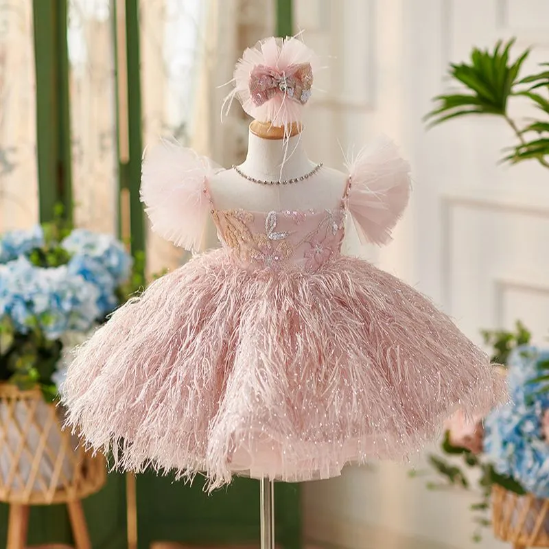 A006 FOR HANDMAKE DESIGN 1-9 Years Girl Handmade Custom High-End Sequined Children's Wedding Dress Girl Birthday Party Dress