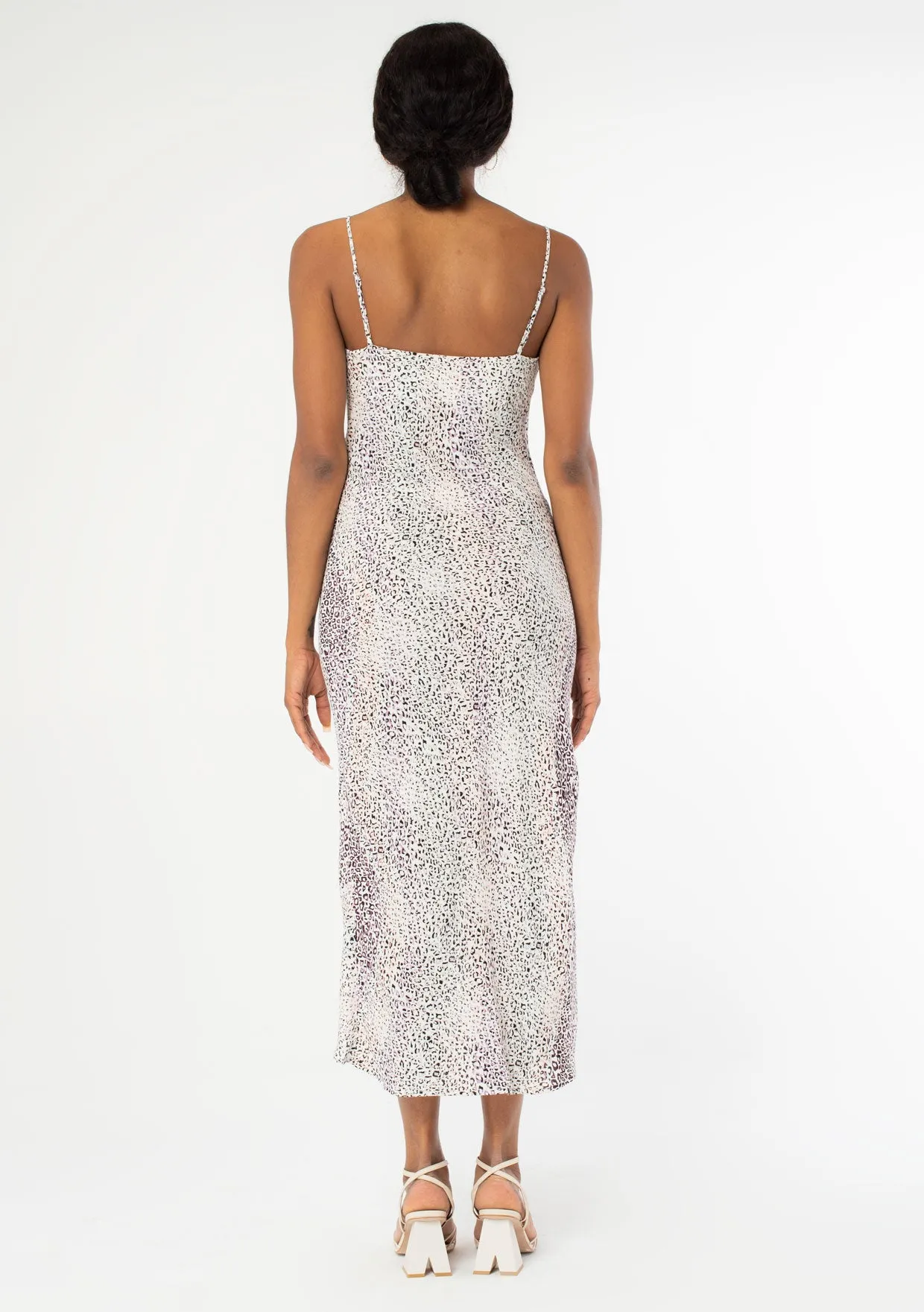 Abstract Leopard Print Midi Dress