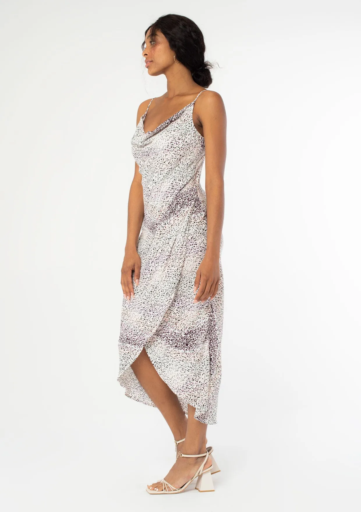 Abstract Leopard Print Midi Dress