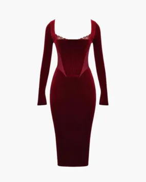 Agata – Lace-trim neckline – Velvet corset dress