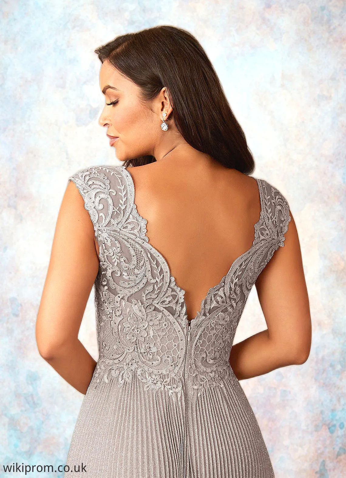 Alani A-Line Lace Shimmer Knit Floor-Length Dress SWKP0019965