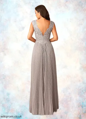 Alani A-Line Lace Shimmer Knit Floor-Length Dress SWKP0019965
