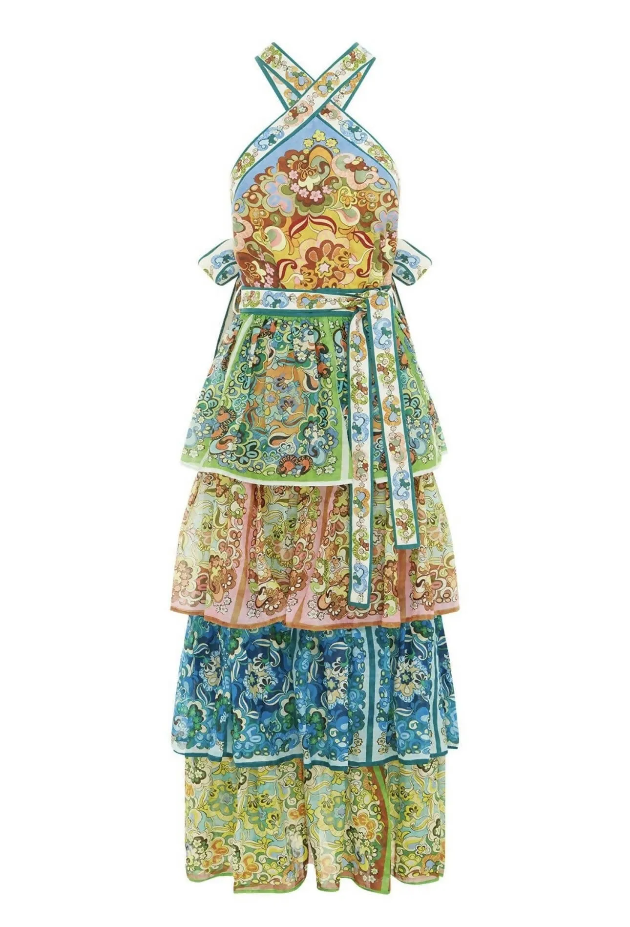 Alemais Dreamer Halter Tier Dress Multi Size 10