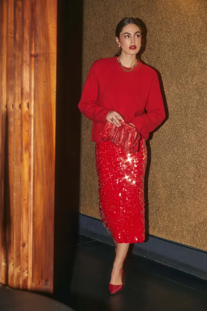 Amos Sequin Midi Skirt