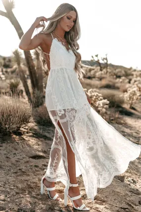 Angelic Attitude Lace Maxi Romper (White)