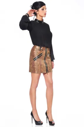 Ann Vegan Leather Snakeskin Skirt