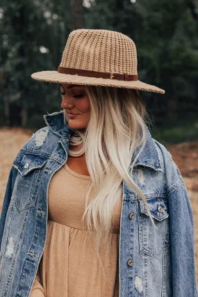 Autumn Sweetheart Knit Fedora In Khaki