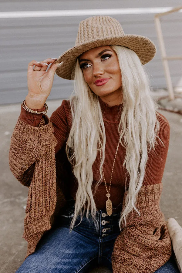 Autumn Sweetheart Knit Fedora In Khaki