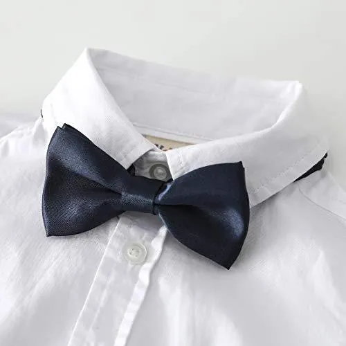Baby Boy Short Sleeve Woven Linen Design Bodysuit With Bow