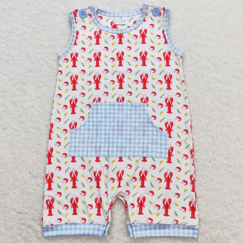 Baby Infant Boys Rompers Crawfish Sleeveless Pocket Rompers SR1137