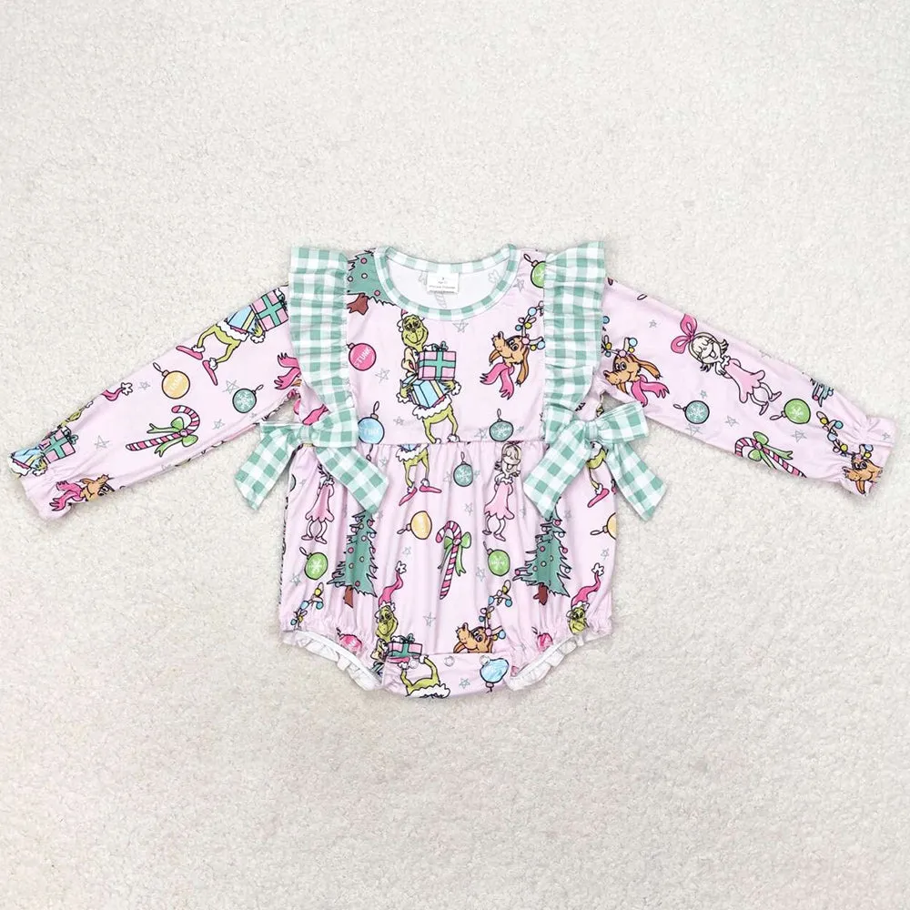 Baby Infant Girls Rompers Pink Christmas Bows Rompers LR0998