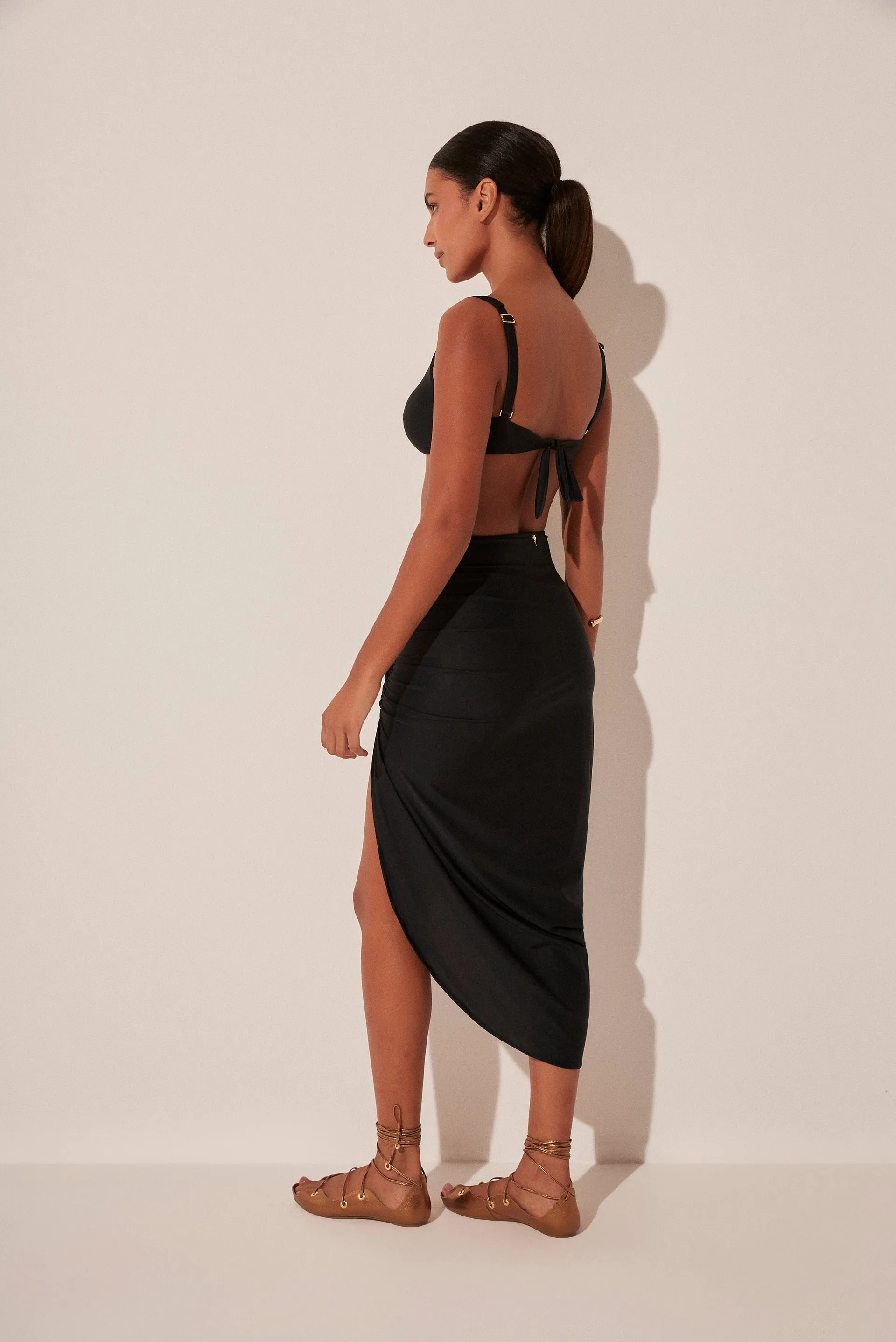 Bamboo Draped Midi Skirt E5042A1893