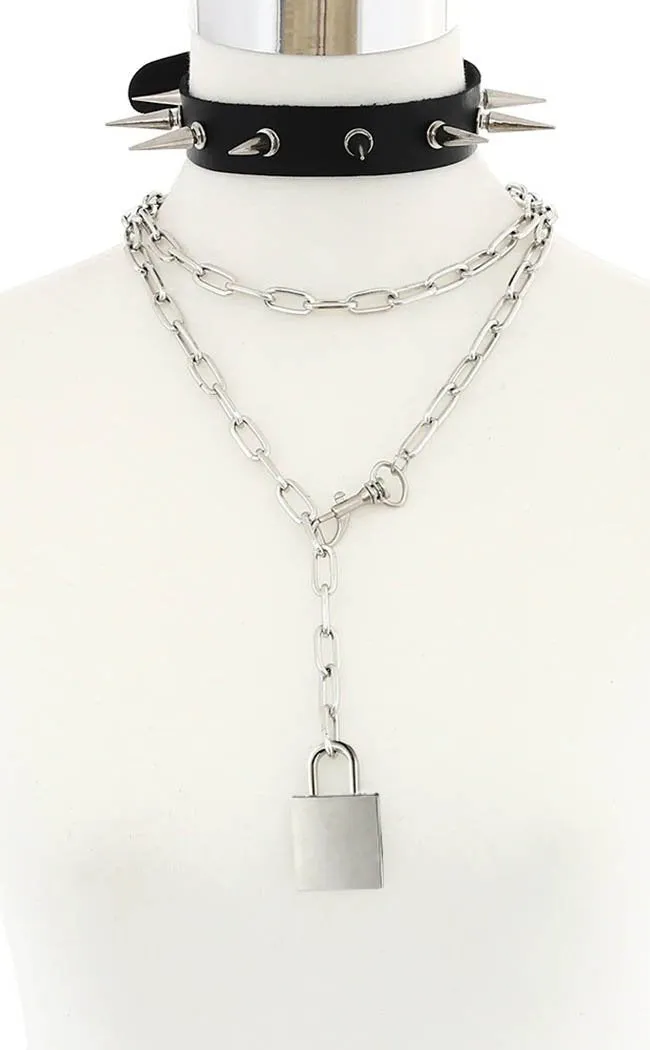 Be Your Dog Spiked Choker Necklace Set