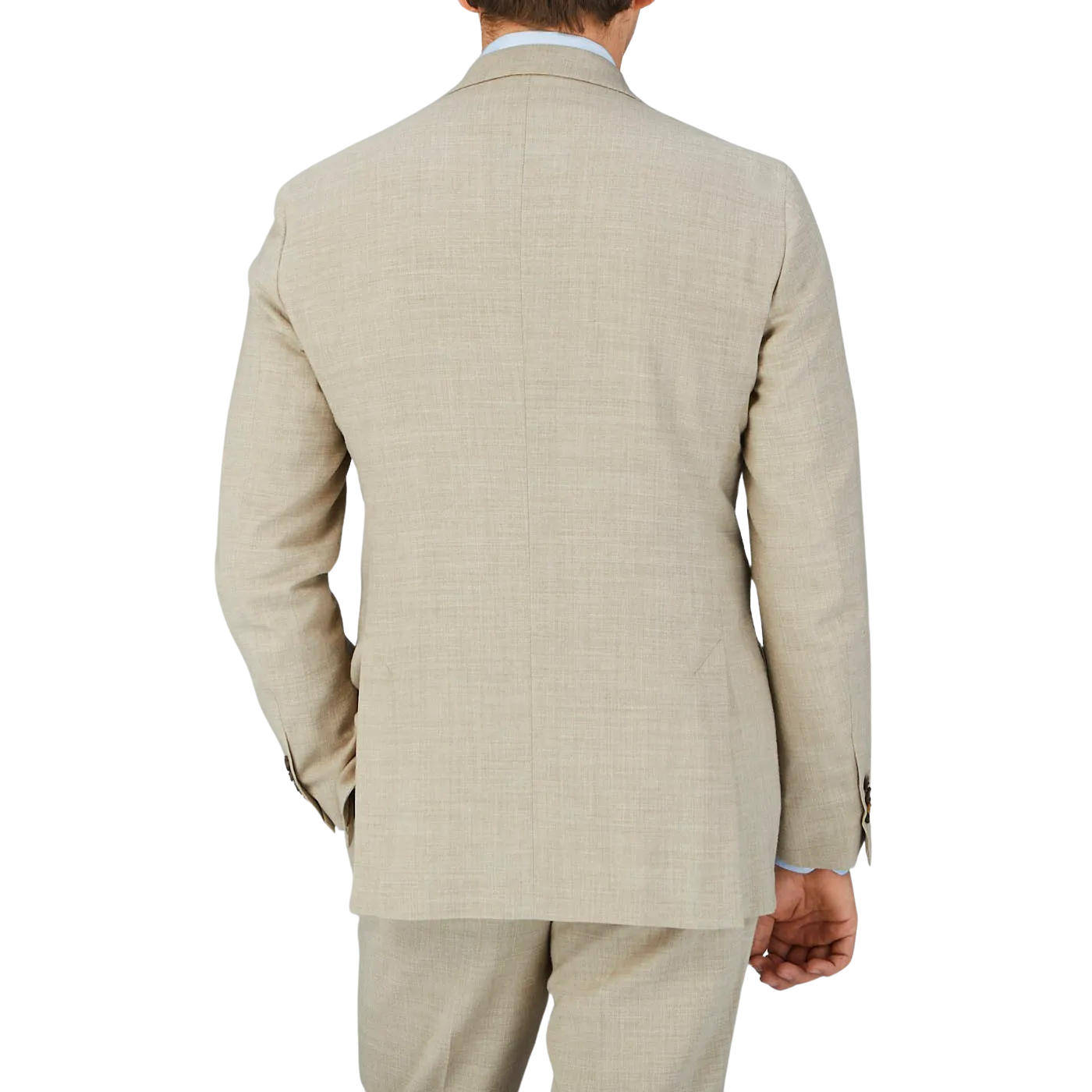 Beige Melange Wool Linen Suit Jacket