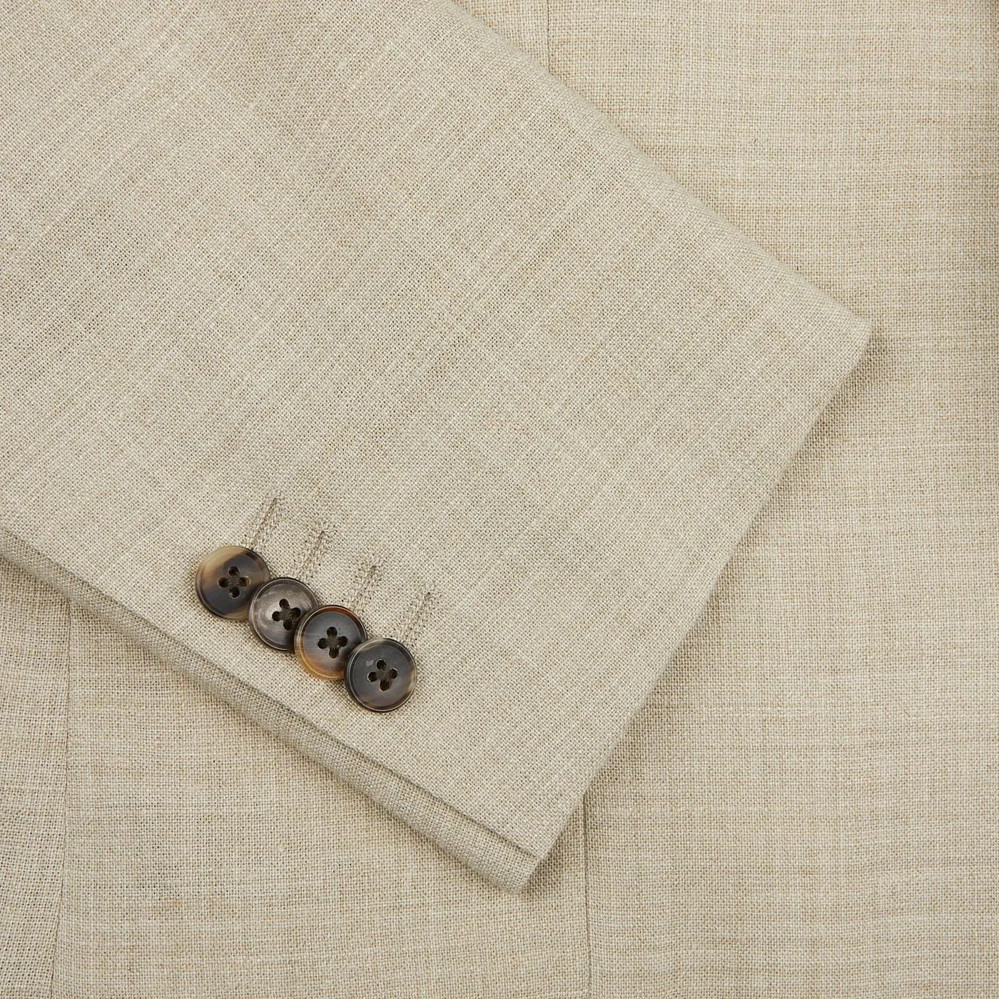 Beige Melange Wool Linen Suit Jacket