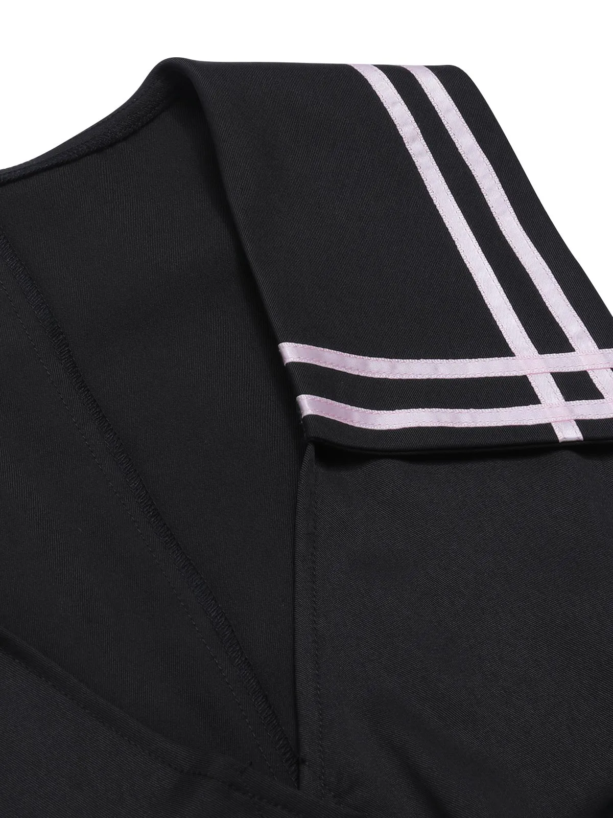 Black & Pink 1950s Solid Tie Lapel Romper