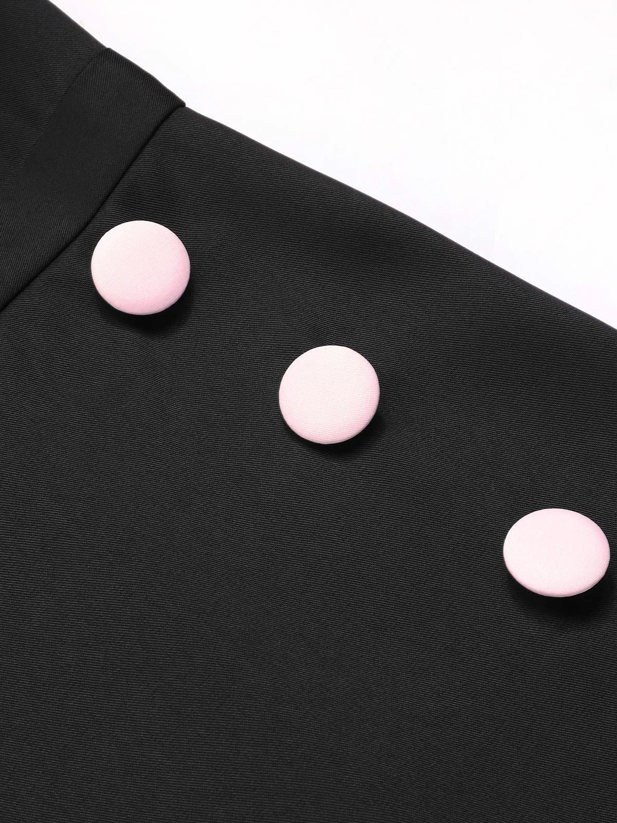 Black & Pink 1950s Solid Tie Lapel Romper