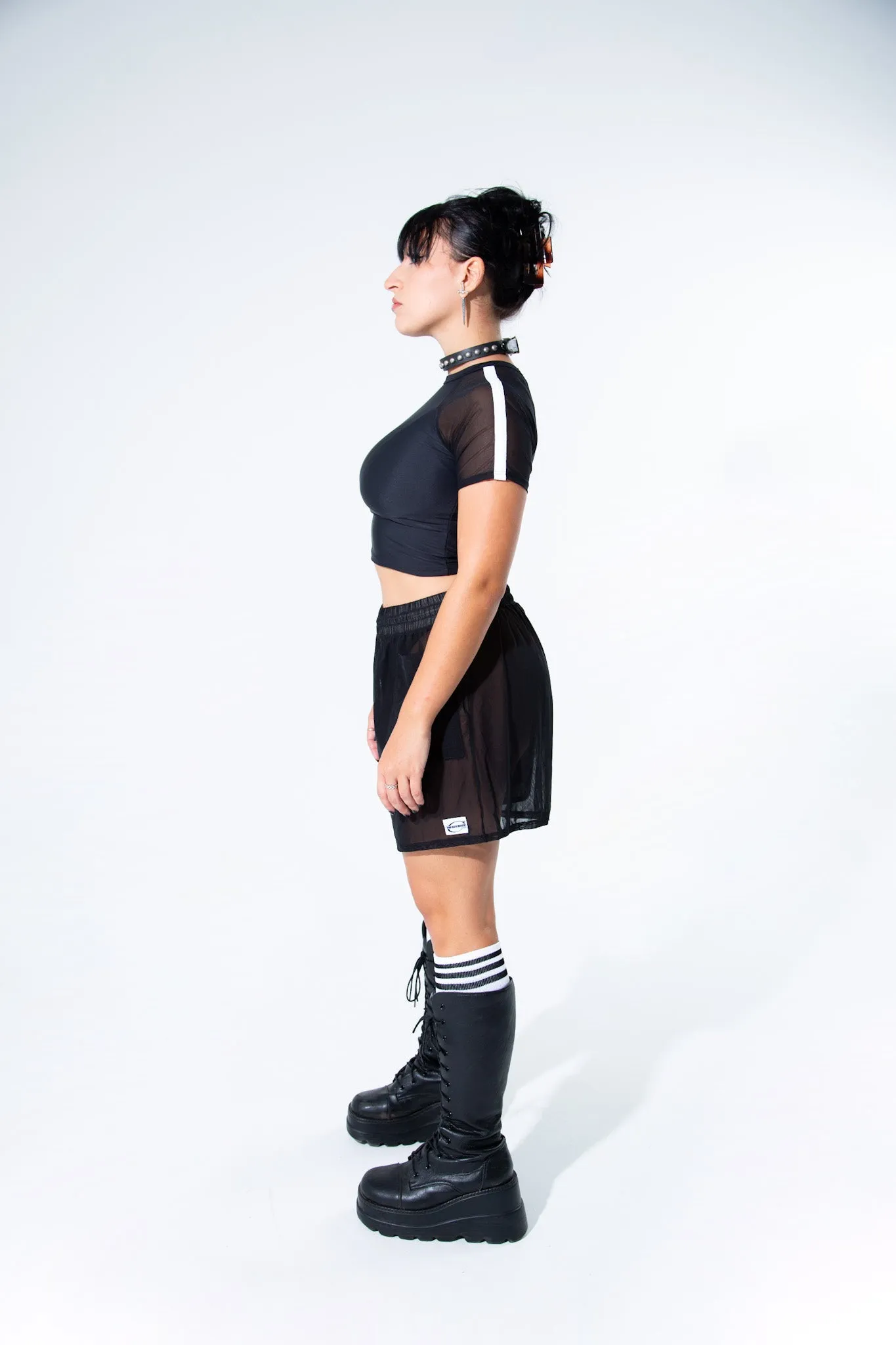 Black Mesh Soccer Logo Shorts