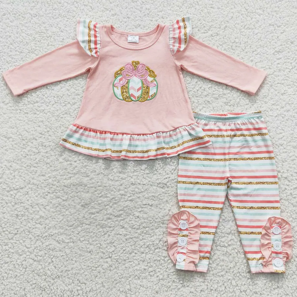 Boutique Infant Baby Romper Pumpkin Embroidery Halloween Jumpsuit LR0402