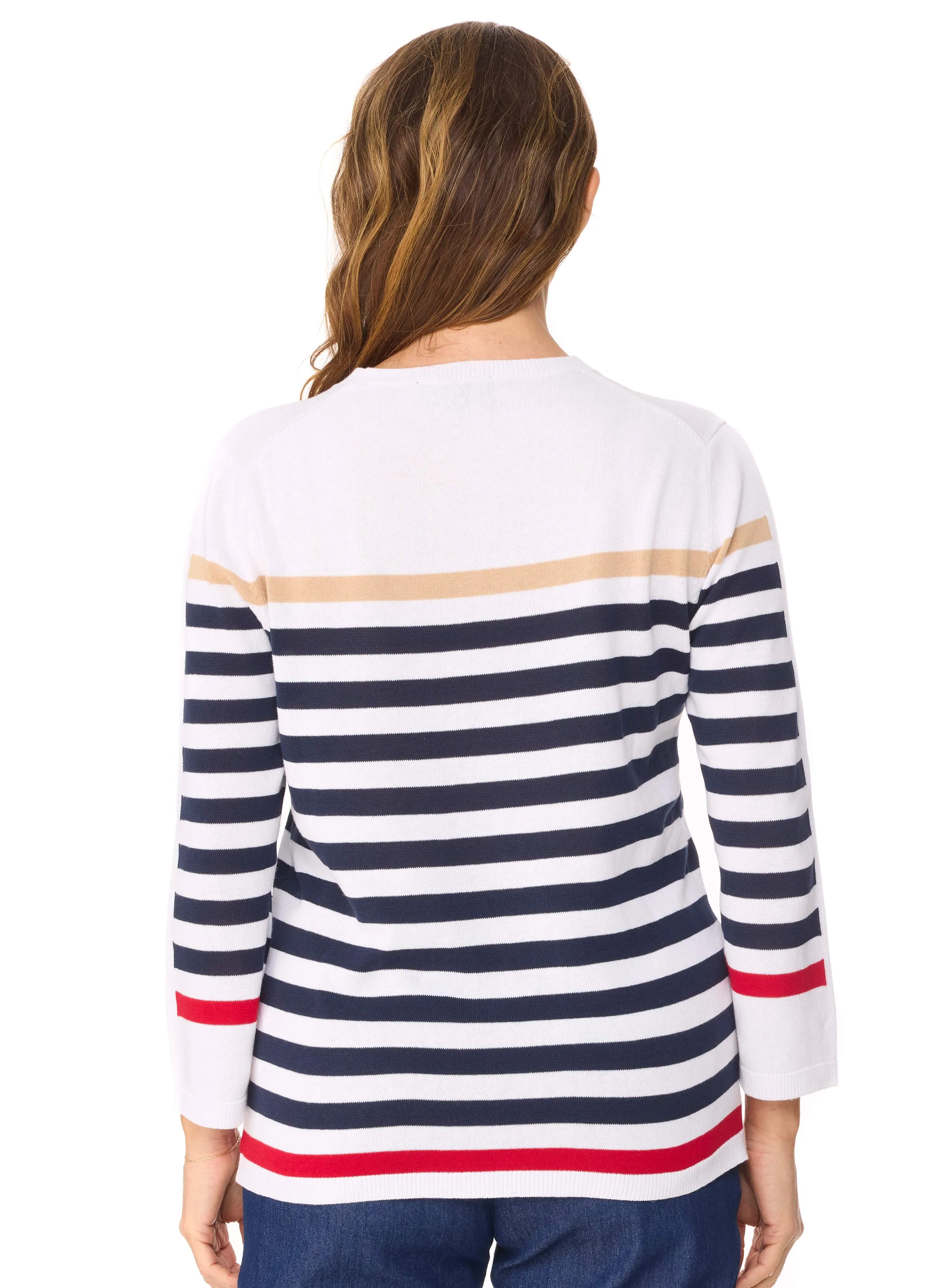 CABOOLTURE 3/4 SLEEVE STRIPED TOP - NAUTICAL COMBO