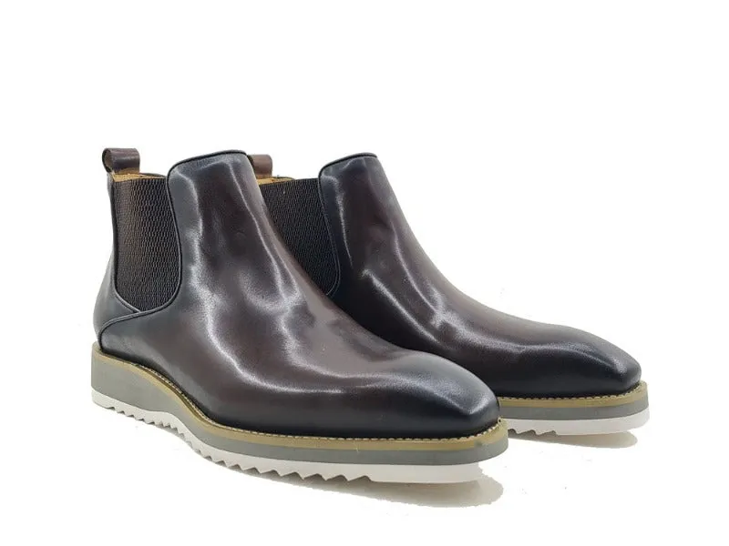 Carrucci Brown Pull On Men's Boots Casual Design genuine Leather