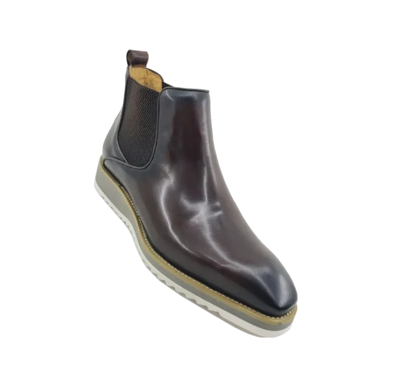 Carrucci Brown Pull On Men's Boots Casual Design genuine Leather