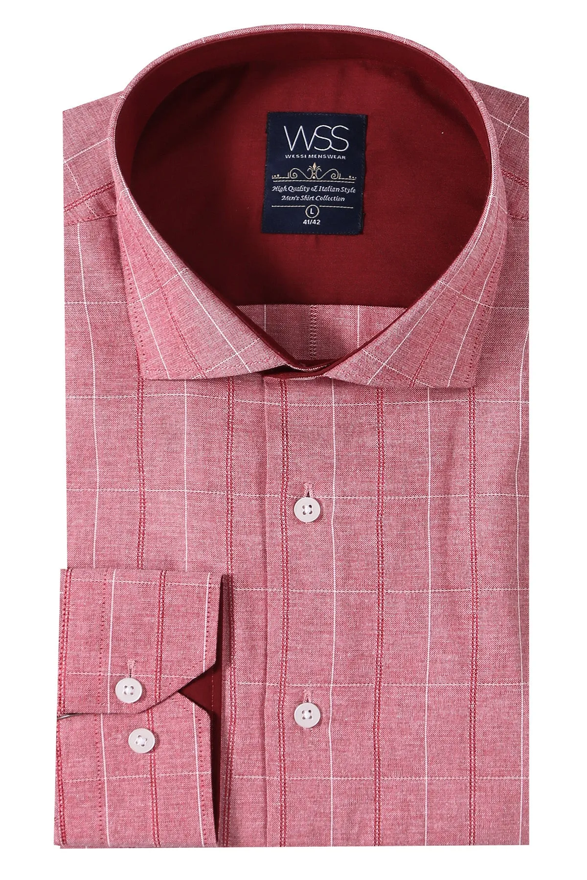 Checked Light Burgundy Men's Shirt | Wessi
