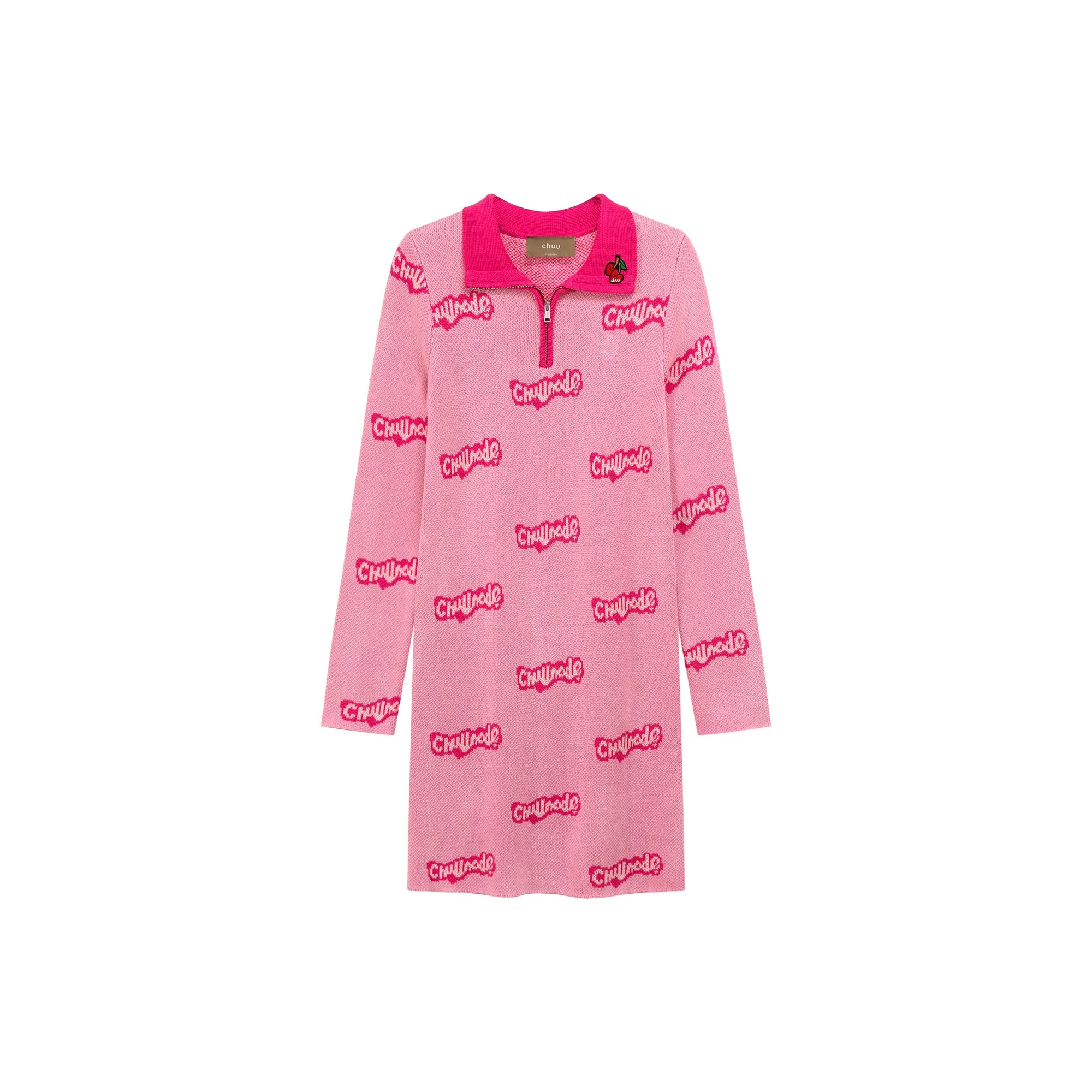 Cherry Detail Knit Polo Dress