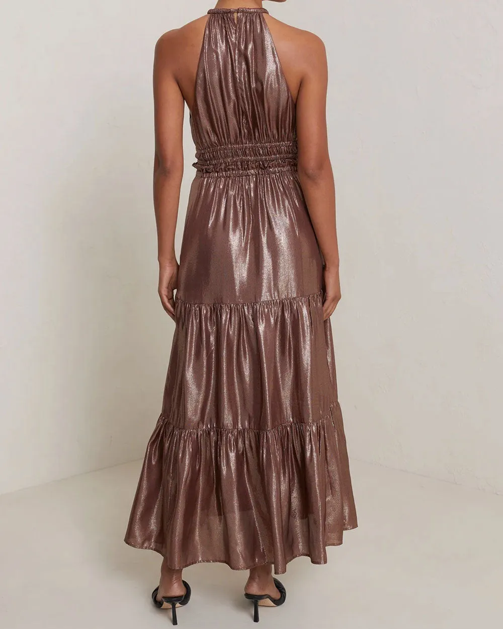 Chocolate Gold Elara Midi Dress
