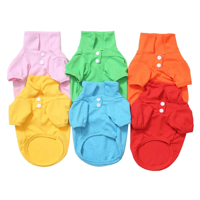 Comfy Plain Button Collared Spring Small Dog Shirt