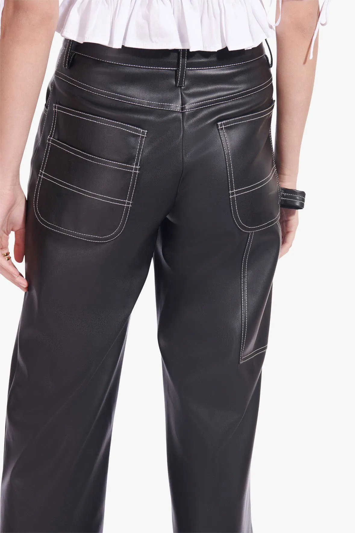 CROPPED DOMINO PANT | BLACK VEGAN LEATHER