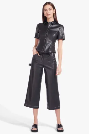 CROPPED DOMINO PANT | BLACK VEGAN LEATHER