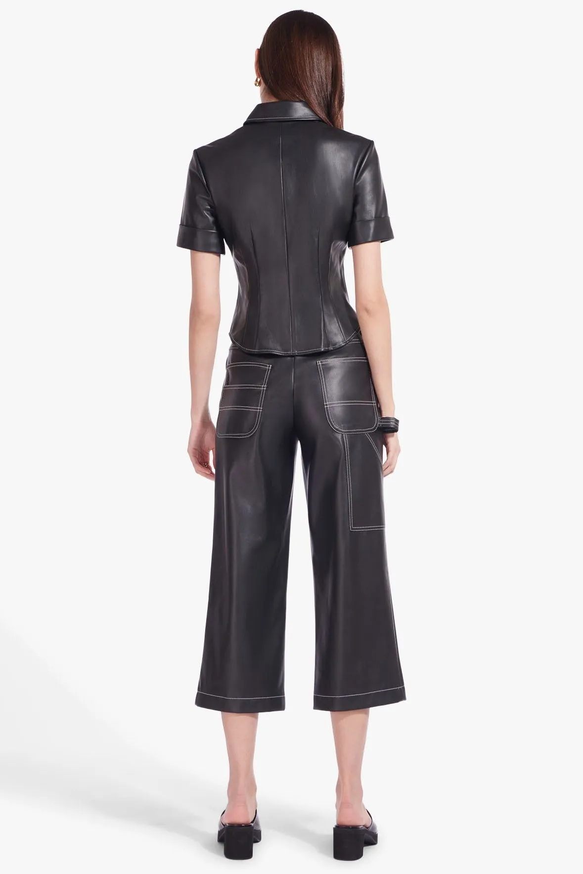 CROPPED DOMINO PANT | BLACK VEGAN LEATHER