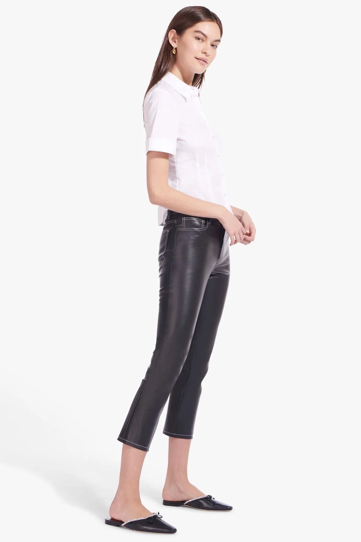 CROPPED ELLIOT PANT | BLACK VEGAN LEATHER
