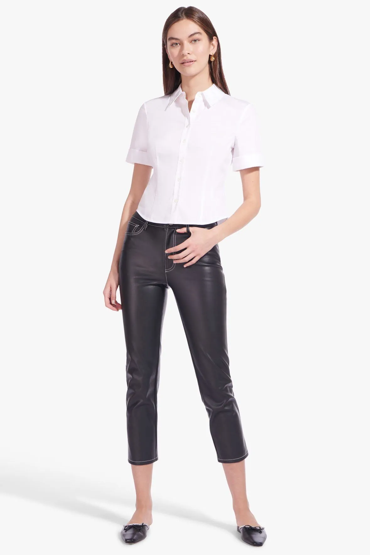 CROPPED ELLIOT PANT | BLACK VEGAN LEATHER