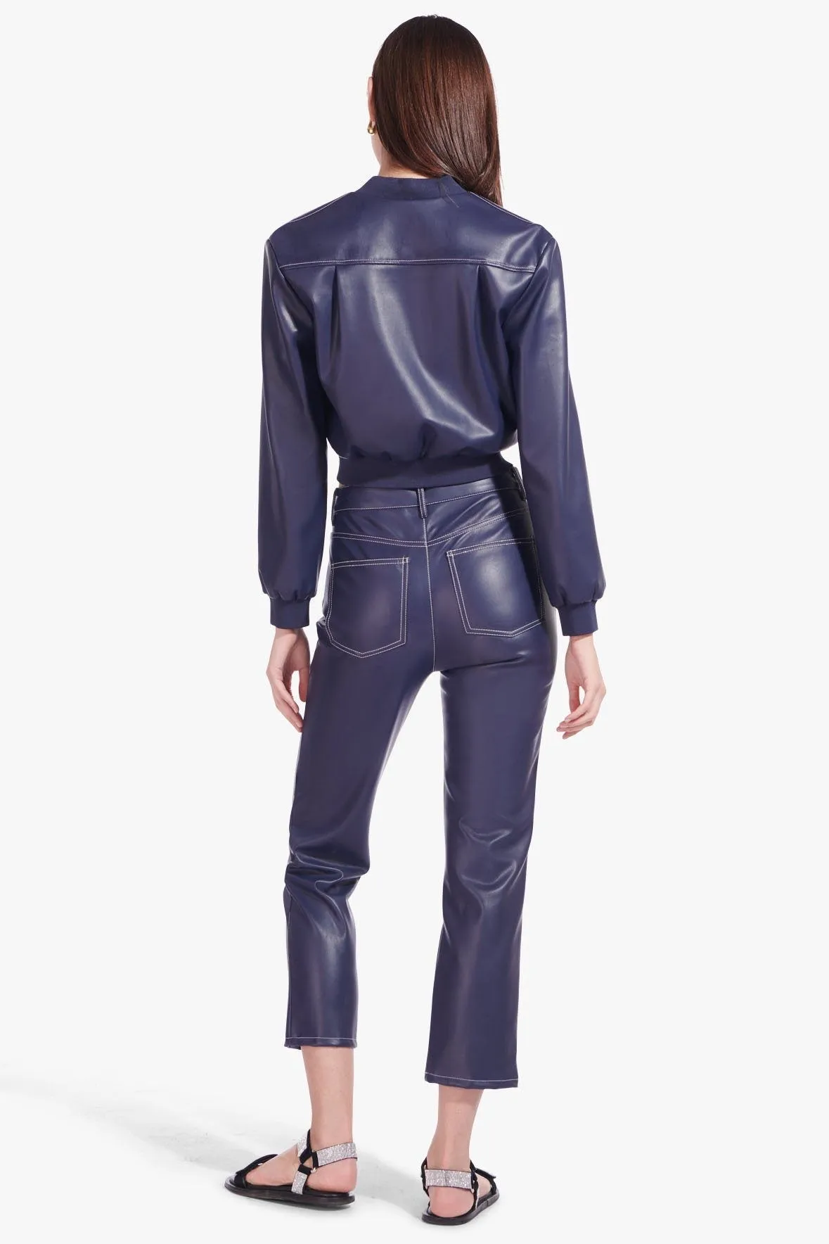 CROPPED ELLIOT PANT | NAVY VEGAN LEATHER