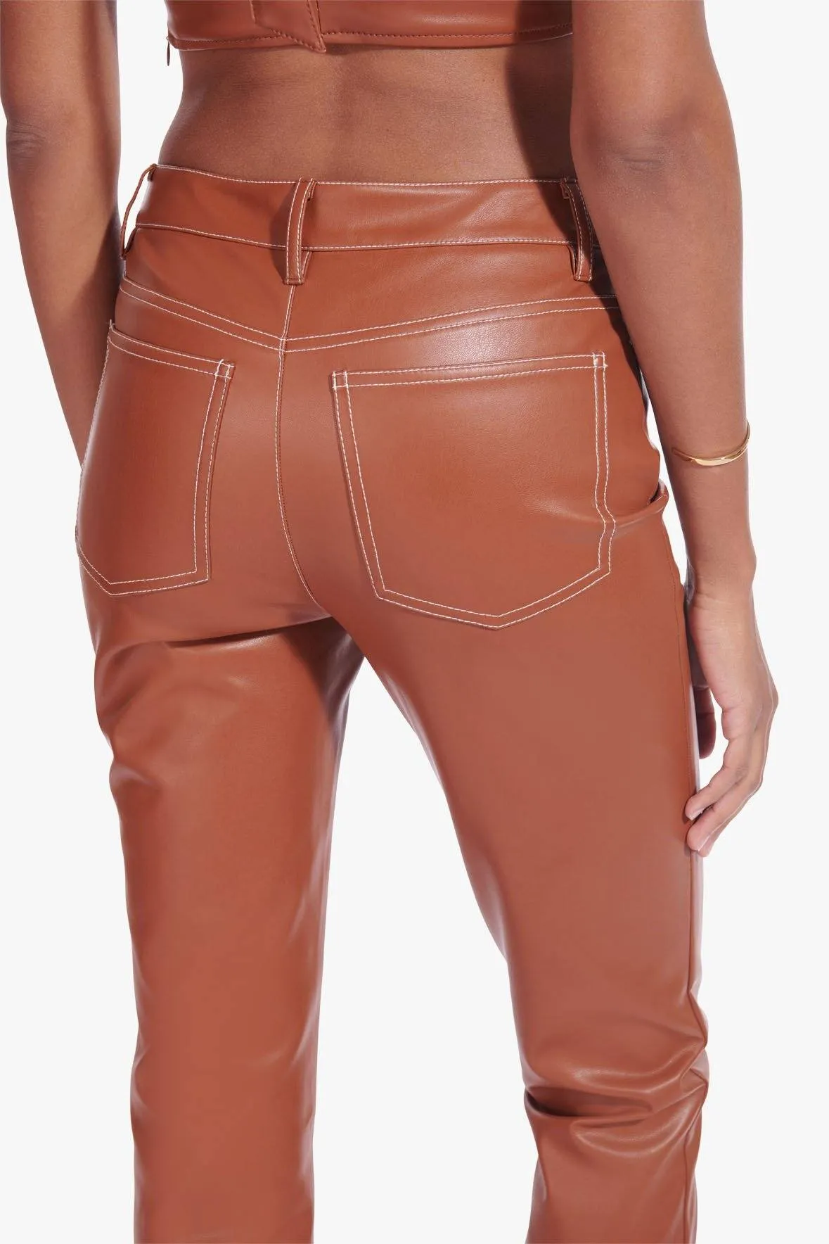 CROPPED ELLIOT PANT | WHISKEY VEGAN LEATHER